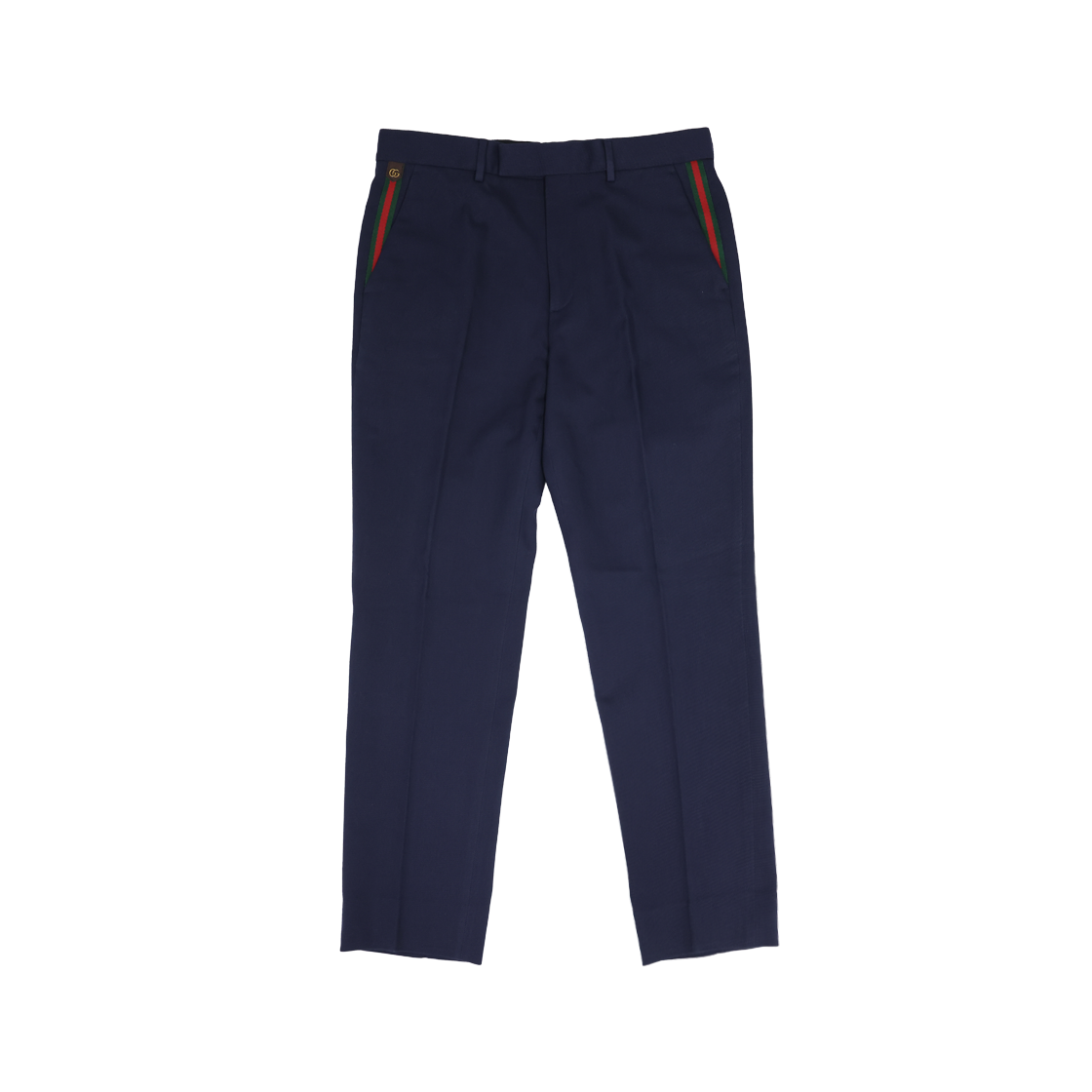 ITE9J2HC5TCC Gucci 668588 Cotton Ankle Trousers Web Pants - Navy