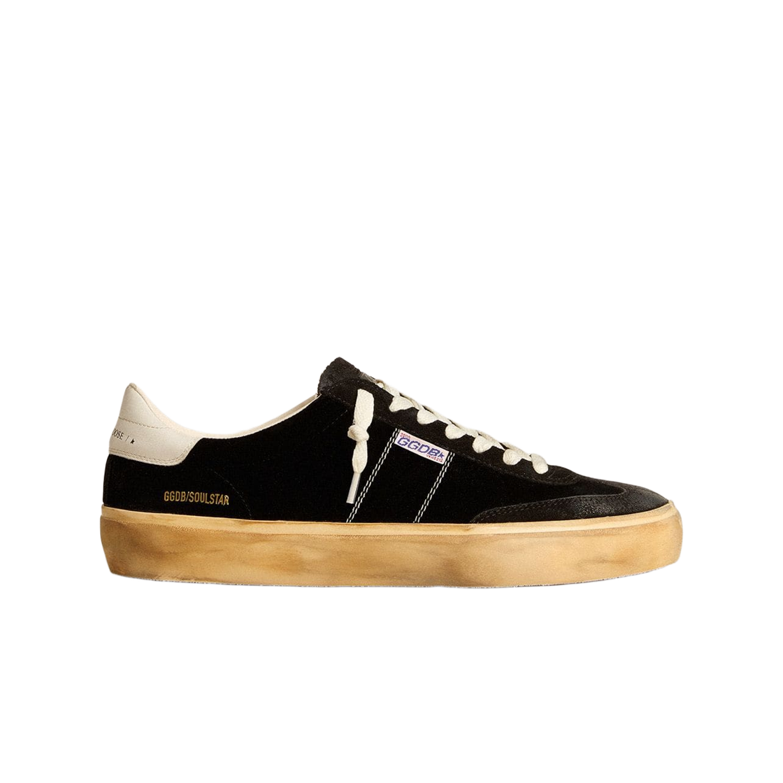 GMF00464-F005055-90415 Golden Goose Soul Star in Velvet with Leather Heel Tab  Sneakers Black White