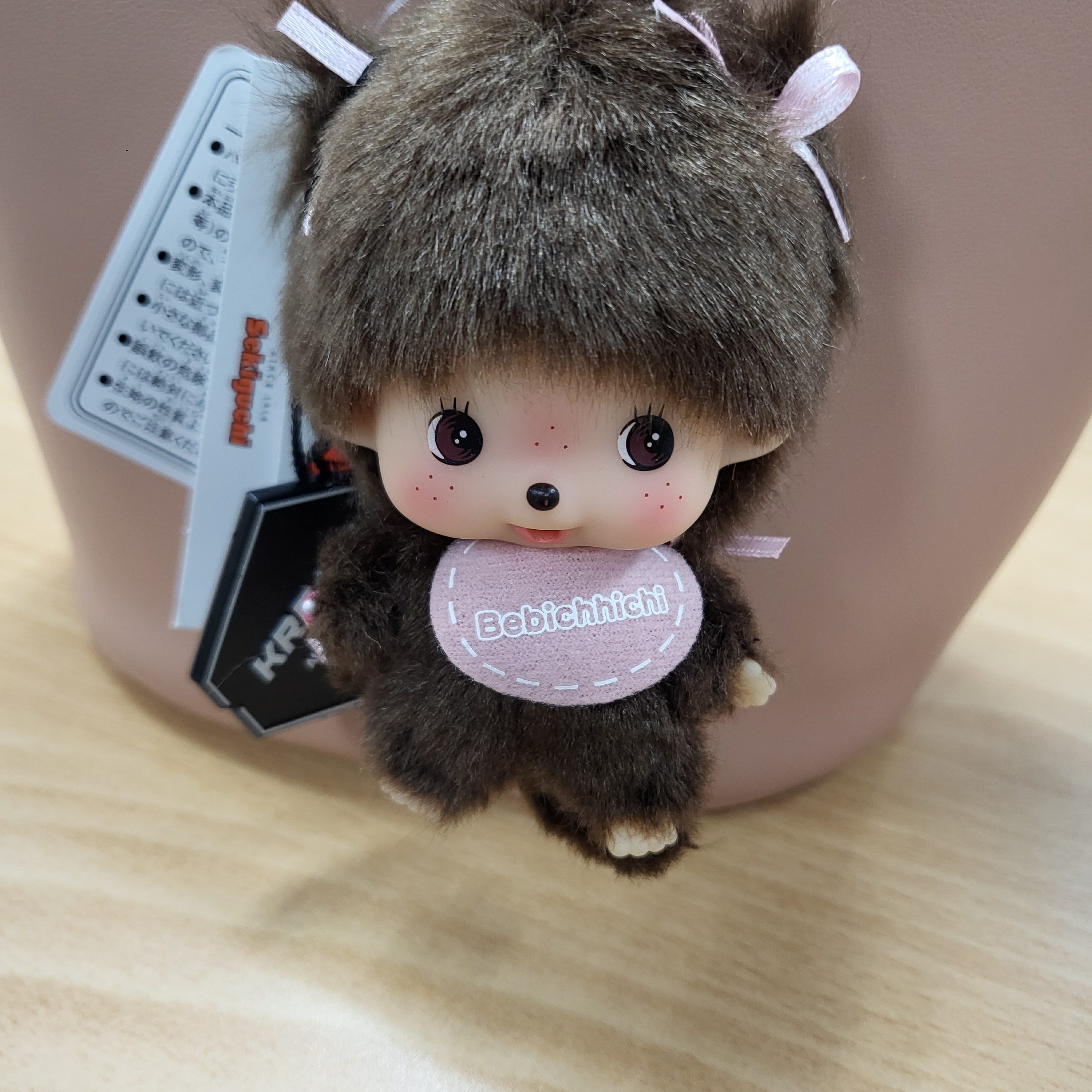 Monchhichi Bebichhichi Bighead SS Girl Key Chain Pink 착용 스타일 - 1