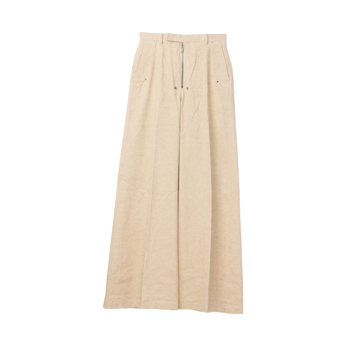 RP02E4355-MLC-21 (W) Rick Owens Tailored Wide Belas Pants Natural