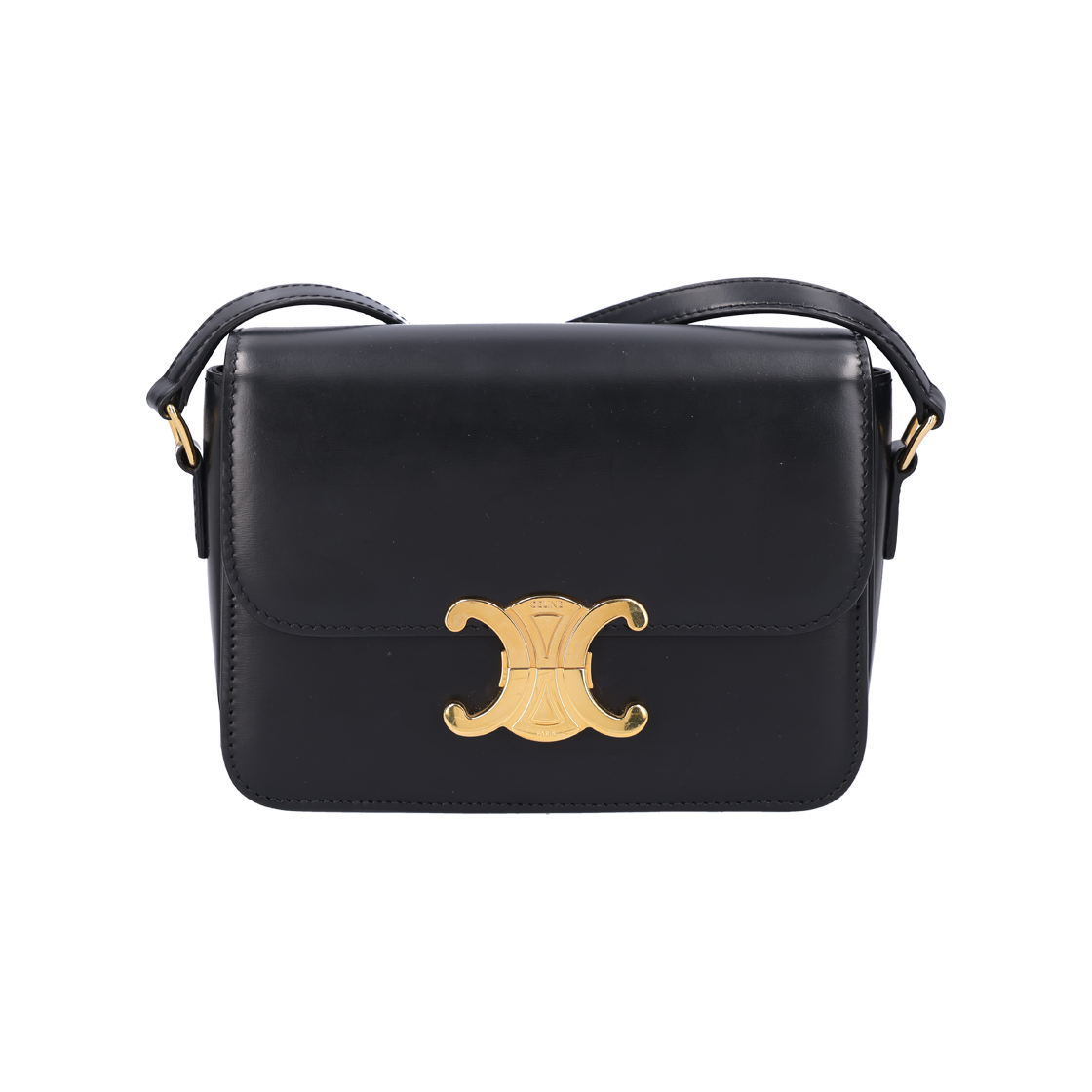 IT67VSSN8DLN Celine 188423BF4 Shiny Calfskin Triomphe Bag in Black and Gold
