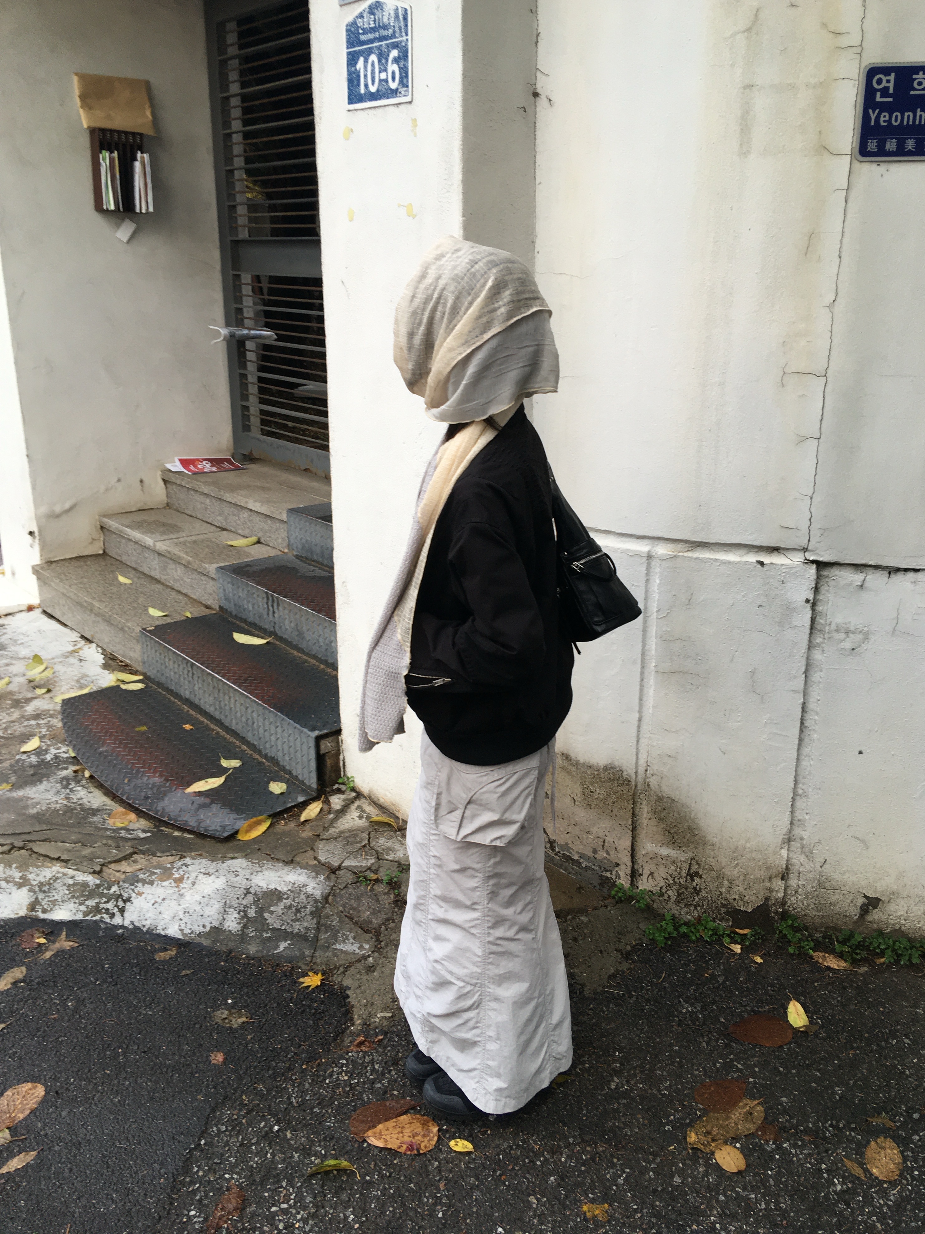 Ignota Core:13 Explorer Jacket Black, Ignota Core:13 Scarification Scarf Light Grey 착용 스타일
