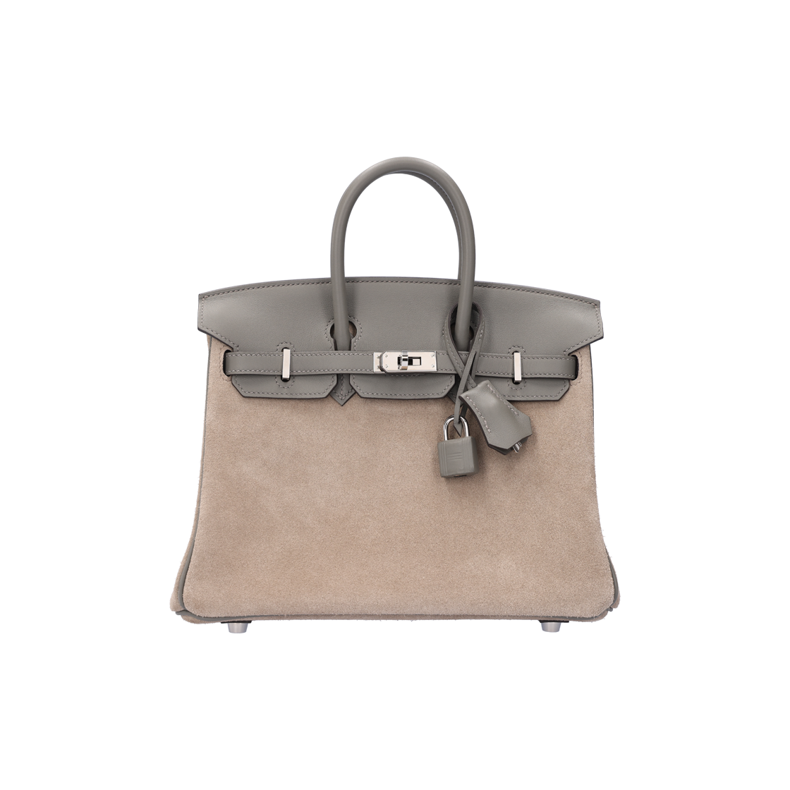 IT8NJM38OOBW Hermes Birkin 25 Bag in Grizzly Swift Leather with Silver Hardware, B Stamp