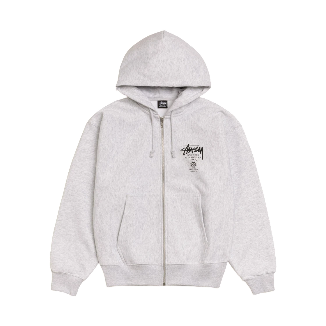 Stussy Stussy World Tour Zip Hoodie Ash Heather 2025 · S