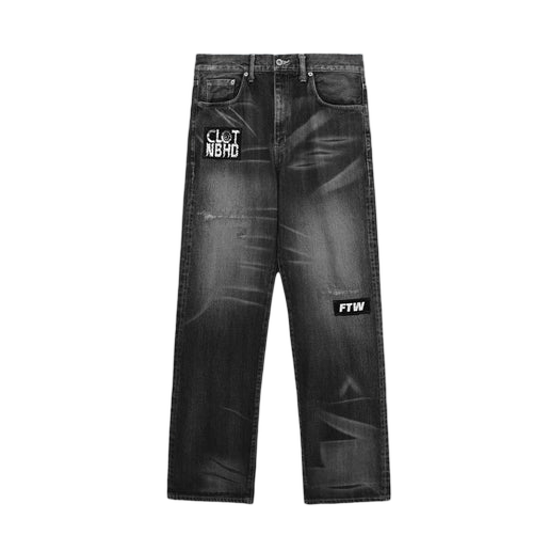 - Neighborhood x Clot Savage Denim Deep Basic Pants Black