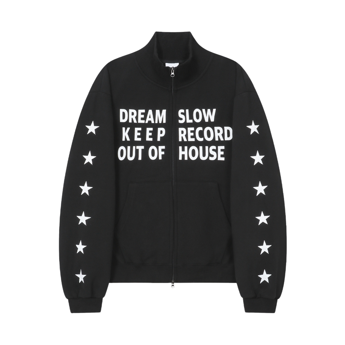 슬로우 레코드 하우스 타이포 스타 트랙 집업 블랙(SLOW RECORD HOUSE Typo Star Track Zip-Up_Black)