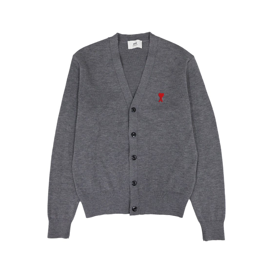 IT7EQ8JPNW9U Ami Small Heart Logo Cardigan - Gray