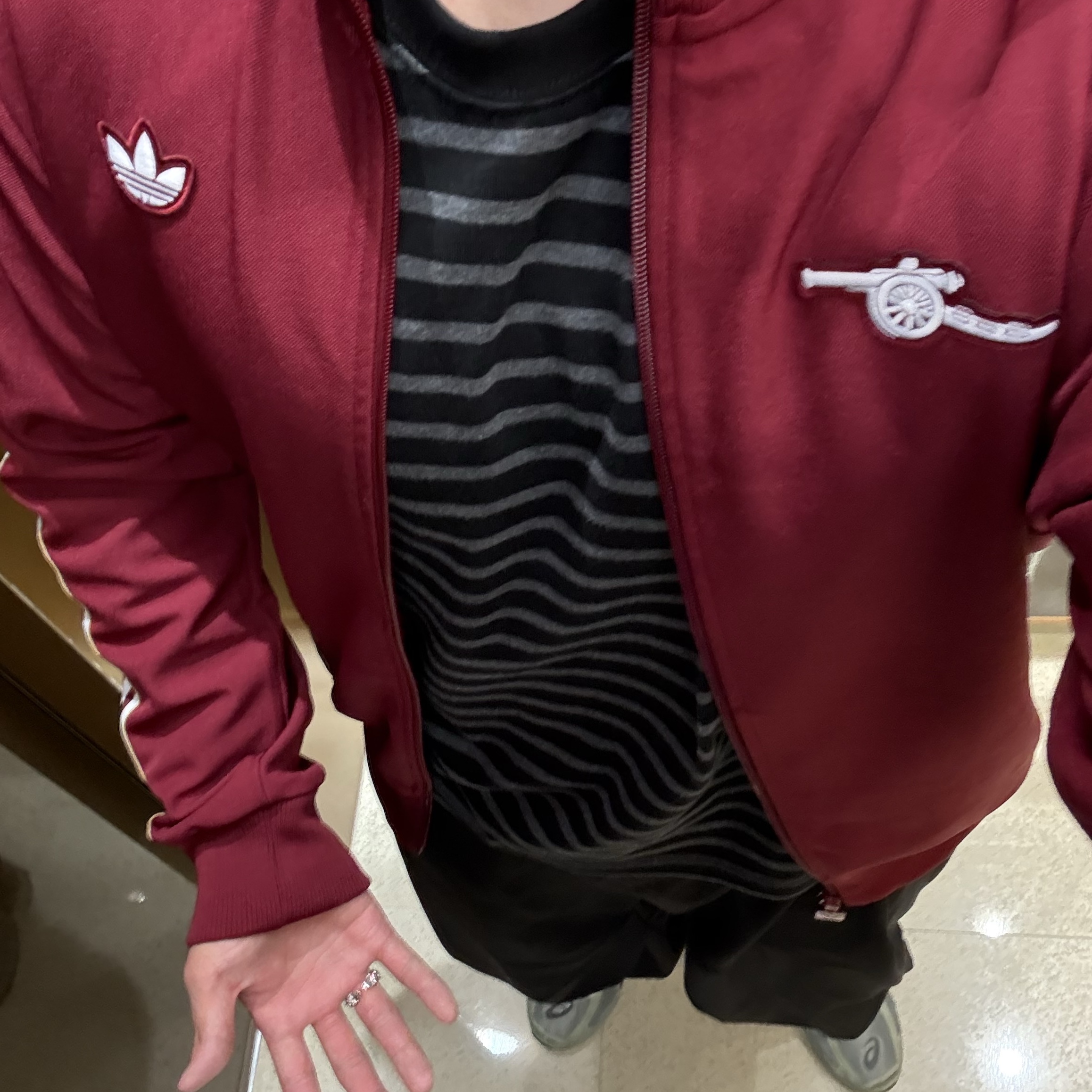 Adidas Arsenal Terrace Icon Track Top Team Coll Burgundy 2 - KR Sizing 착용 스타일 - 1
