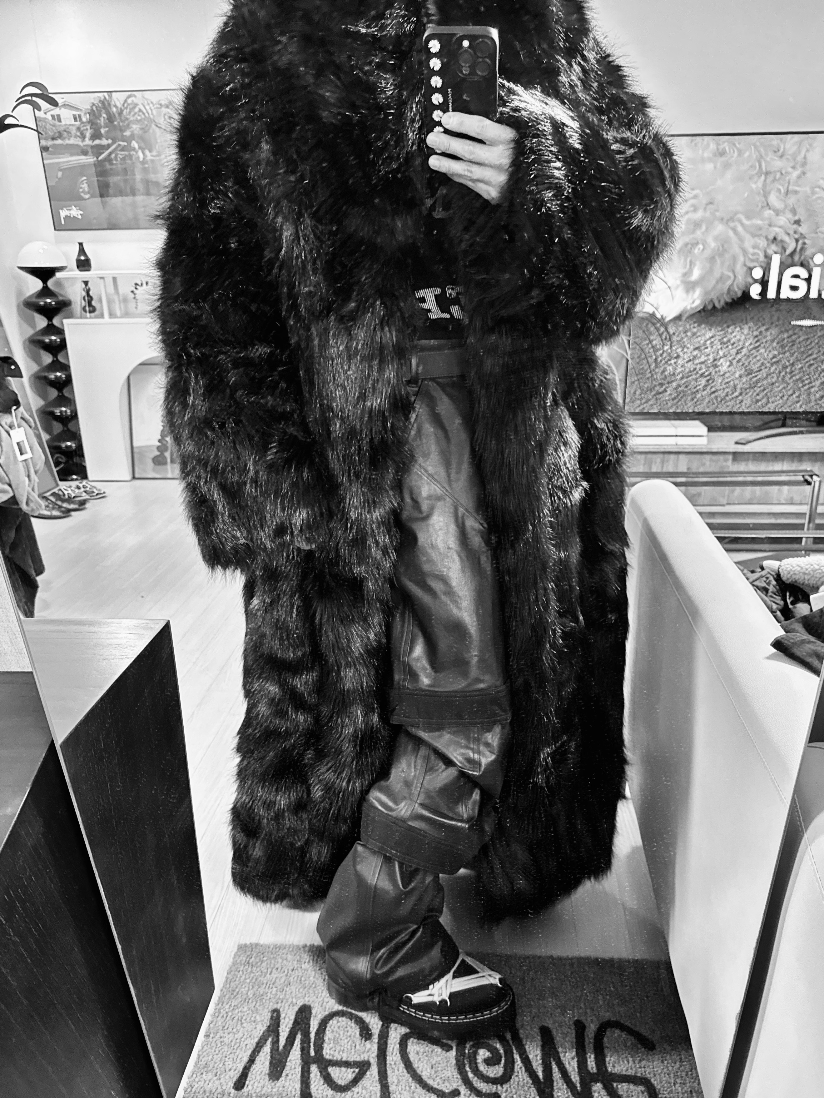 Dr. Martens x Rick Owens 1460 Quad Sole Mega Lace Boots Black, [더블적립]farfromwhat far layered work pants_black 착용 스타일