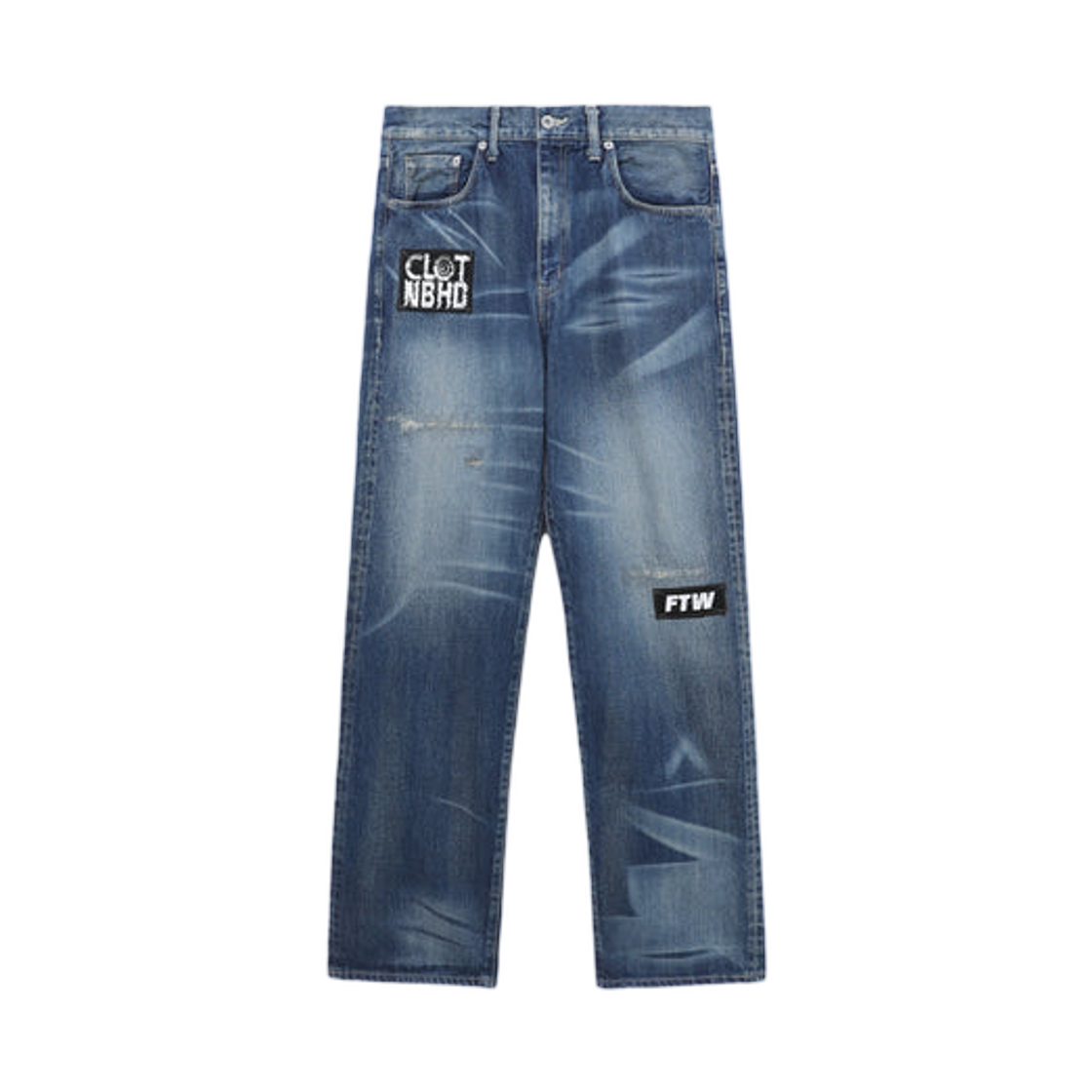- Neighborhood x Clot Savage Denim Deep Basic Pants Indigo