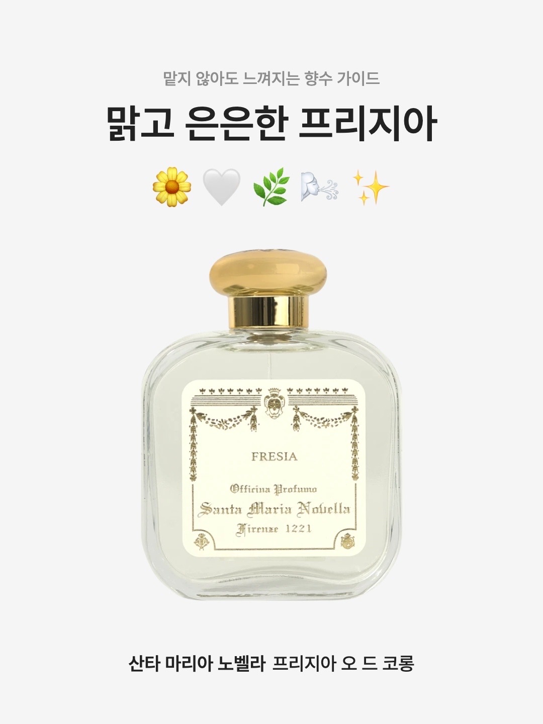 Santa Maria Novella Fresia Eau de Cologne 50ml, Santa Maria Novella Fresia Eau de Cologne 100ml 착용 스타일 - 1