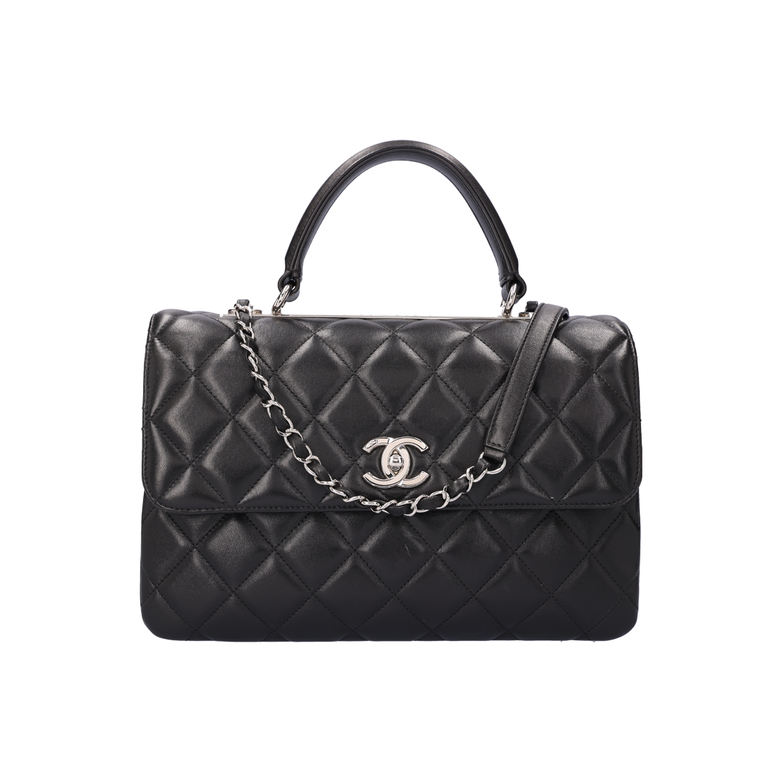 ITJGVI5BA4K3 Chanel A69923 Trendy CC Top Handle Bag - Black Leather with Silver Hardware
