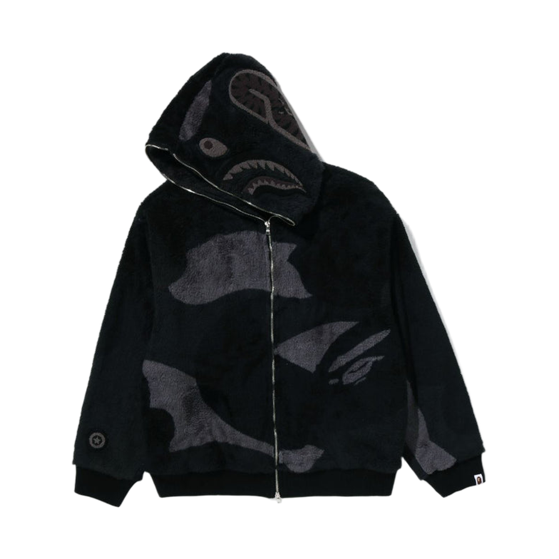 베이프 컬러 카모 샤크 풀 집 쉐르파 자켓 블랙(BAPE Color Camo Shark Full Zip Sherpa Jacket Black) - 2