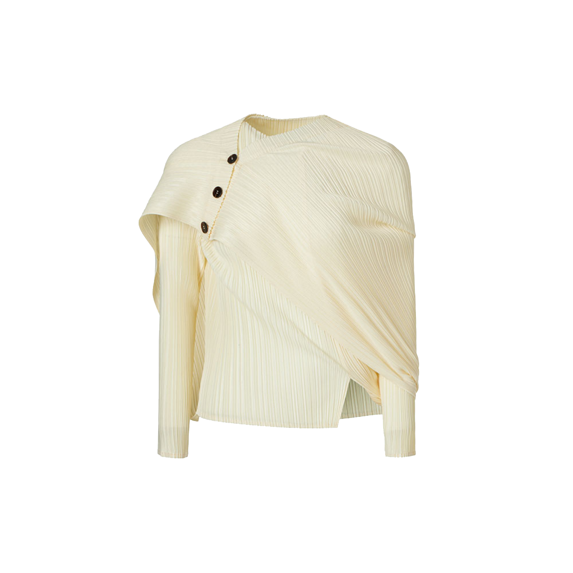 몽플리쎄 여성 망또 플리츠 버튼 탑 아이보리(Monplisse Women Manteau Pleats Button Top (Ivory))
