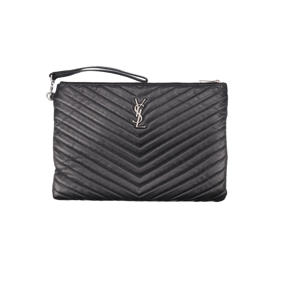 IT9TE77D7OFK Saint Laurent Cassandra Clutch Bag in Black Leather