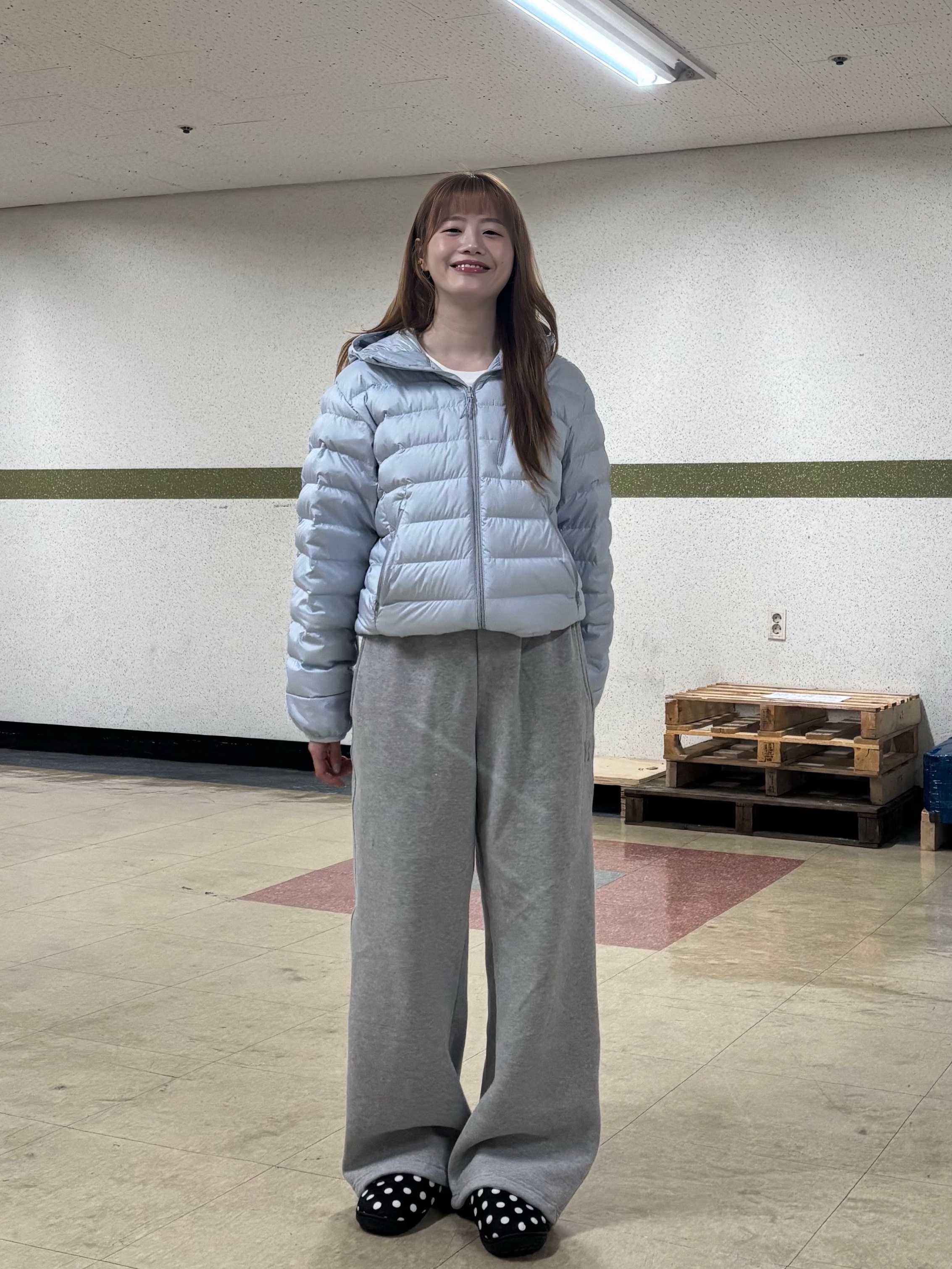 Musinsa Standard City Leisure Hooded Light Down Jacket Cloudy Blue, Subu Permanent F-Line Dots 착용 스타일 - 4