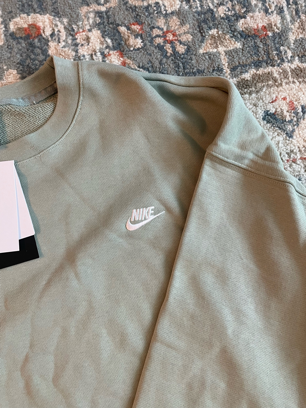 Nike Club Fleece Oversized French Terry Crew Jade Horizon White - Asia 착용 스타일 - 4