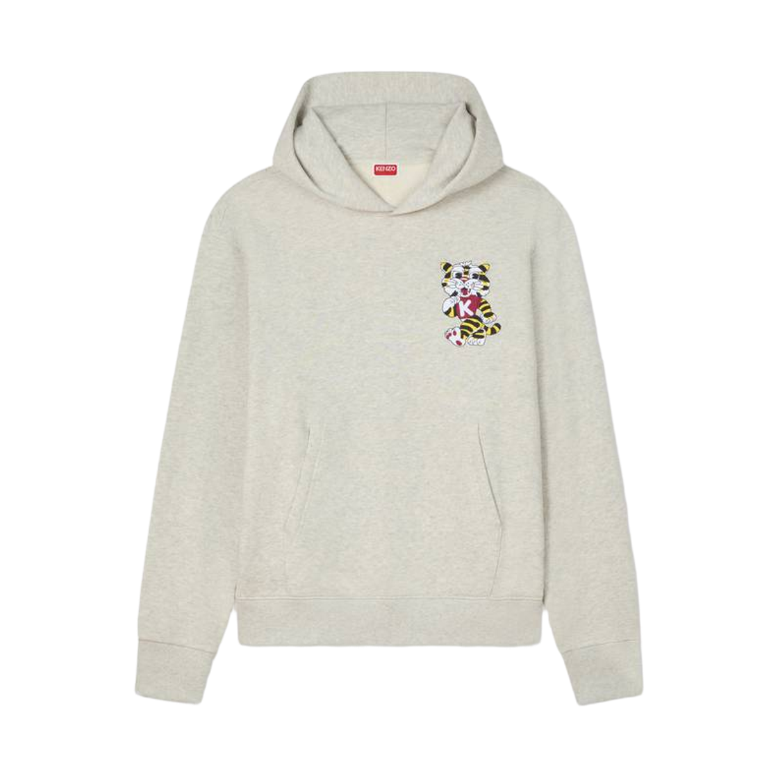 겐조 와일드 타이거 자수 코튼 후드 페일 그레이(Kenzo Wild Tiger Embroidered Hoodie in Cotton Pale Grey)