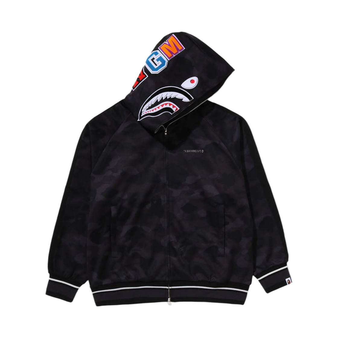 - BAPE Color Camo Shark Relaxed Fit Hoodie Track Jacket Black