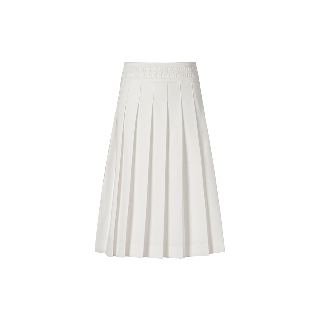 몽플리쎄 여성 아일릿 턱 플리츠 스커트 화이트(Monplisse Women Eyelet Tuck Pleats Skirt (White))