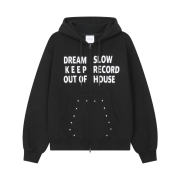 SLOW RECORD HOUSE Typo Star Hood Zip-up Black
