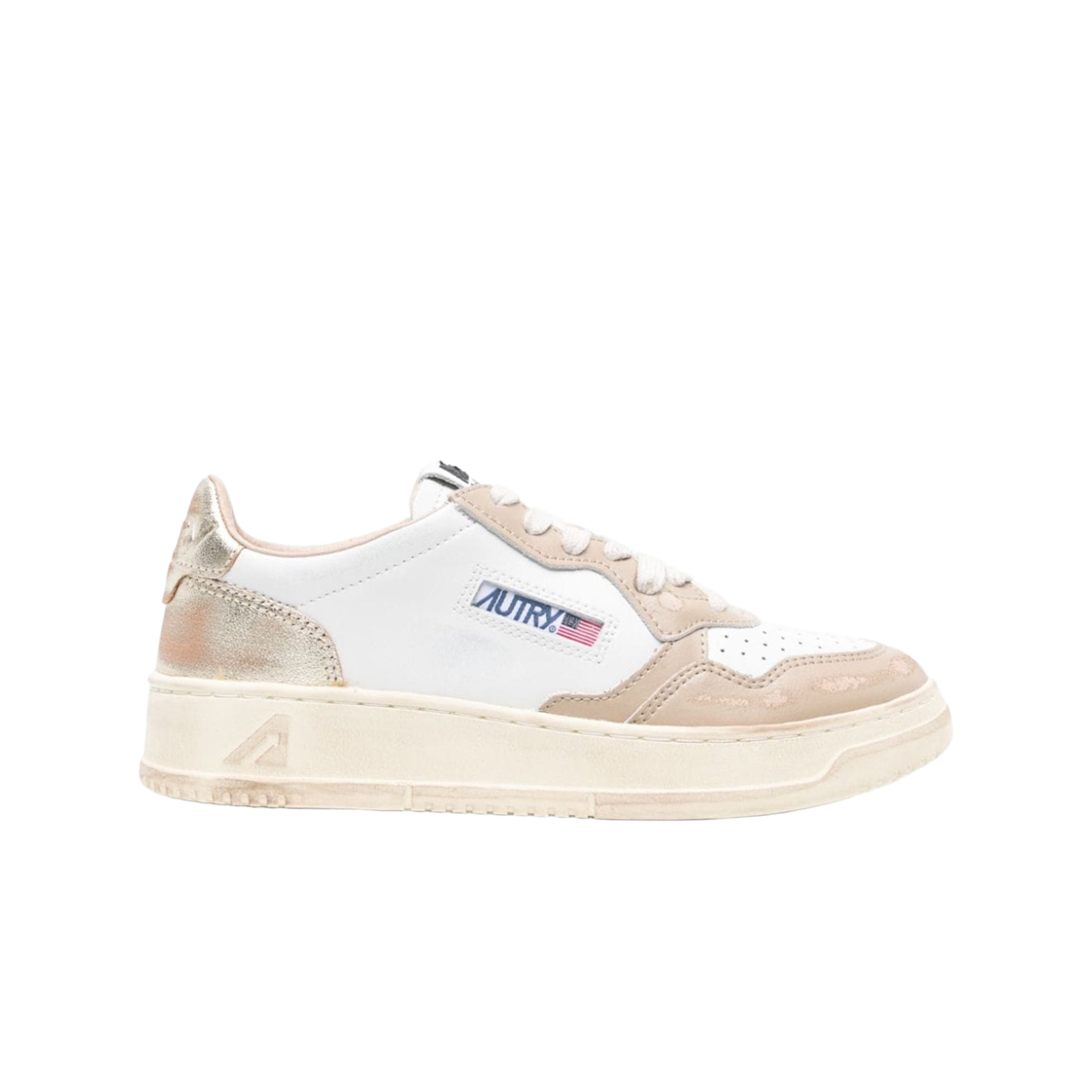 (W) 오트리 슈퍼 빈티지 메달리스트 로우 레더 스니커즈 화이트((W) Autry Super Vintage Medalist Low Leather Sneakers White) - 1