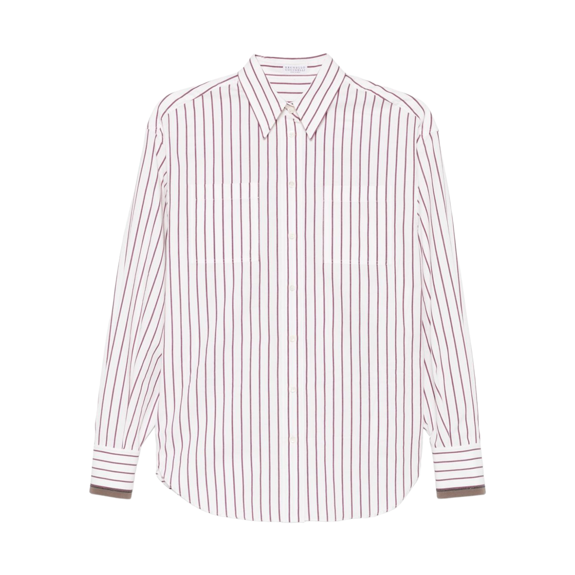 (W) 브루넬로 쿠치넬리 스트라이프 셔츠 레드((W) Brunello Cucinelli Striped Shirt Red) - 1