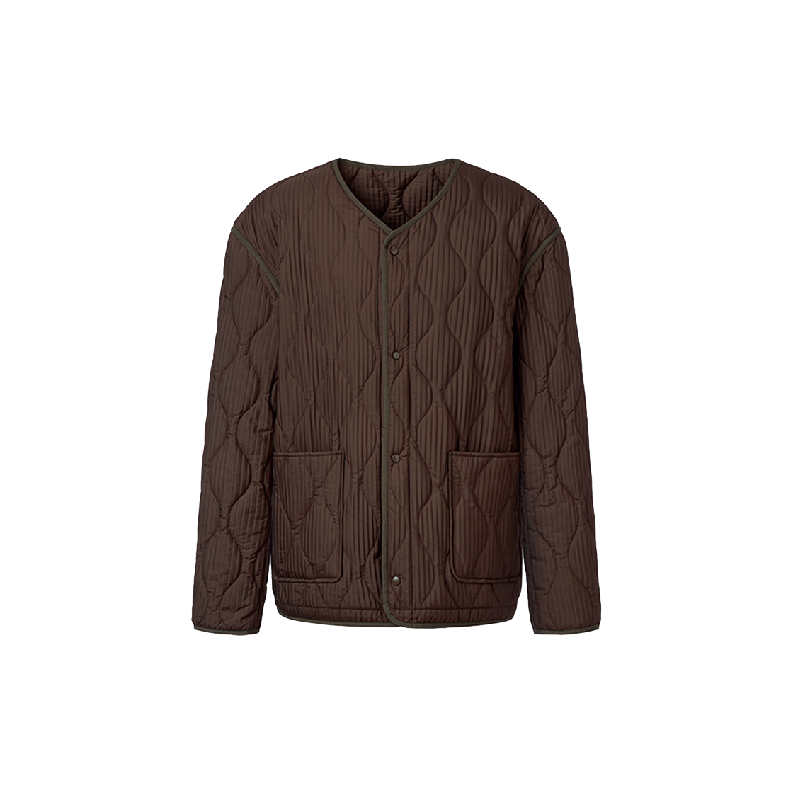 몽플리쎄 공용 물결 자수 퀼팅 누빔 플리츠 자켓 브라운(Monplisse Unisex Wave Quilted Pleats Padded Jacket (Brown))