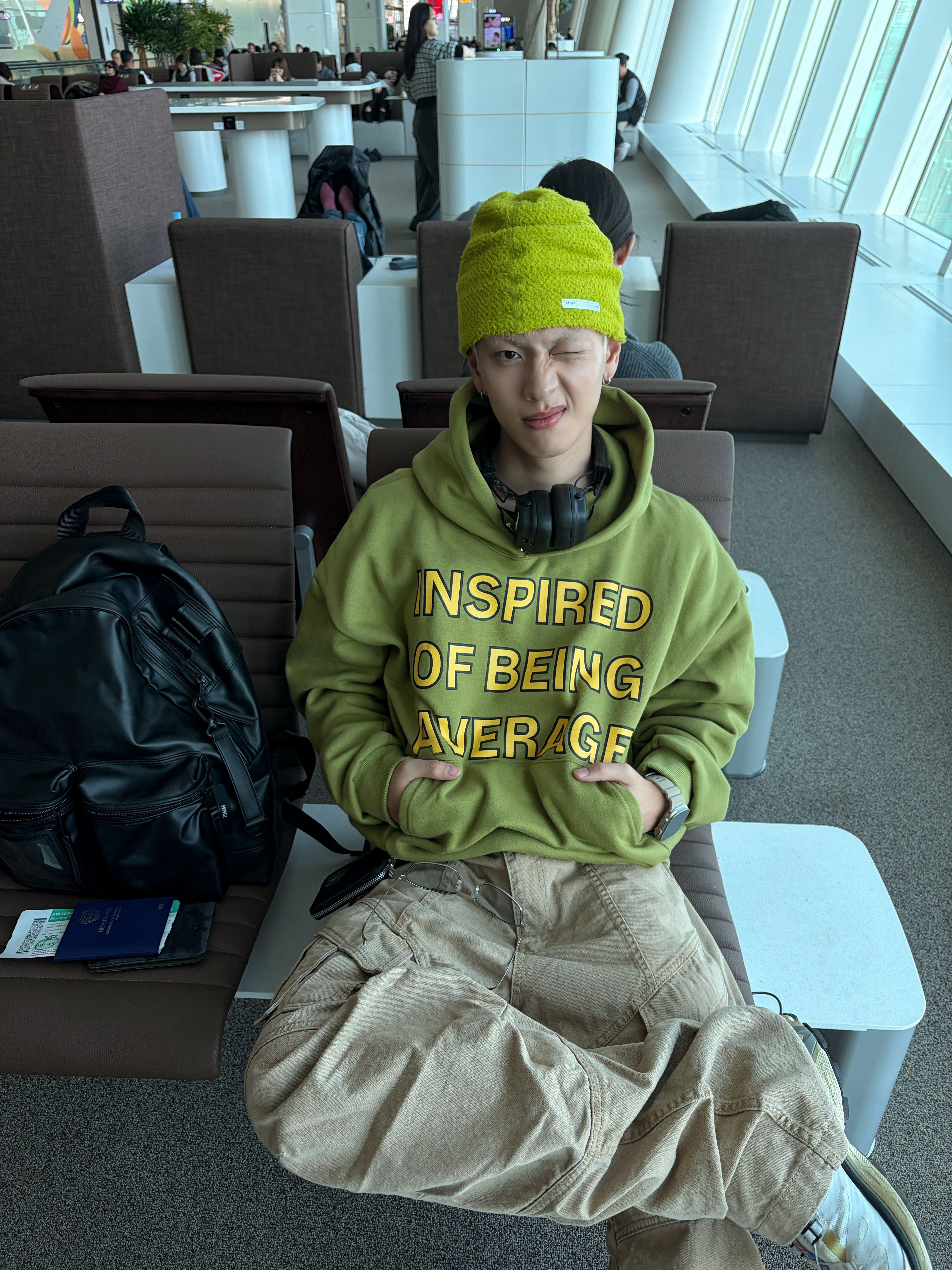 Satisfy Ghost/Fuzzfleece AD Beanie Grenoble Green 착용 스타일