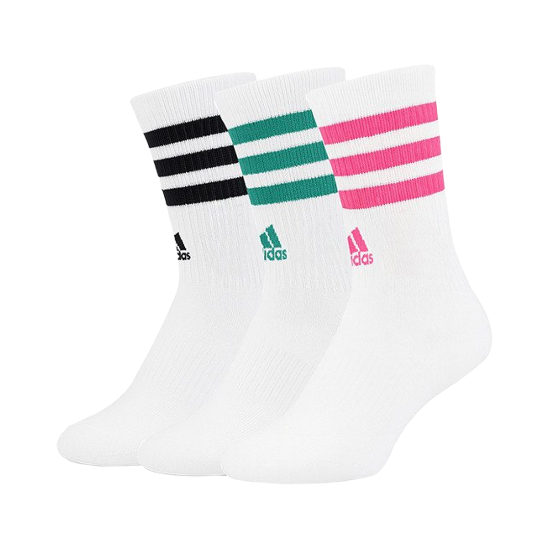 JW2765 Adidas 3S Cushioned Crew Socks White Pure Teal (3 Pack)