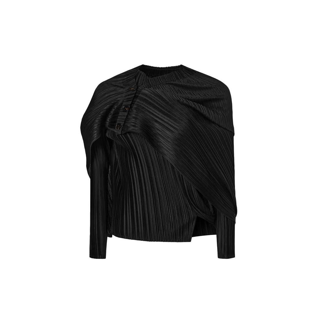 몽플리쎄 여성 망또 플리츠 버튼 탑 블랙(Monplisse Women Manteau Pleats Button Top (Black))