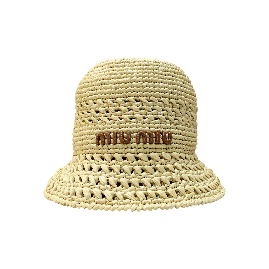ITBVSUOE9C8P Miu Miu Rafia Bucket Hat, Size M 5HC287