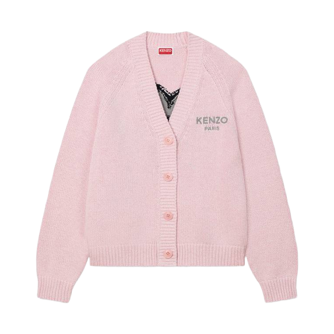 (W) 겐조 보케 플라워 코튼 울 가디건 파스텔 핑크((W) Kenzo Boke Flower Cardigan in Cotton Wool Pastel Pink)