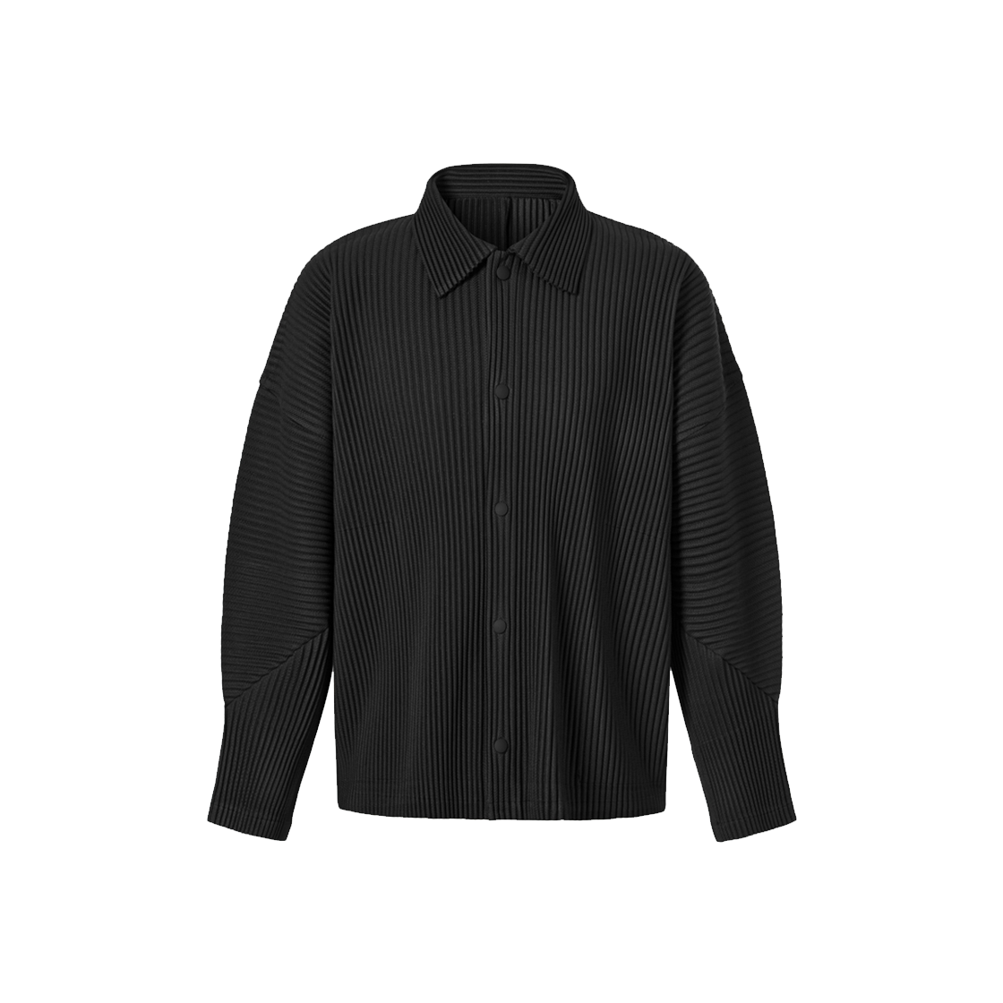 MJA1IBK Monplisse Unisex Textured Curve Sleeve Collar Pleats Jacket (Black)