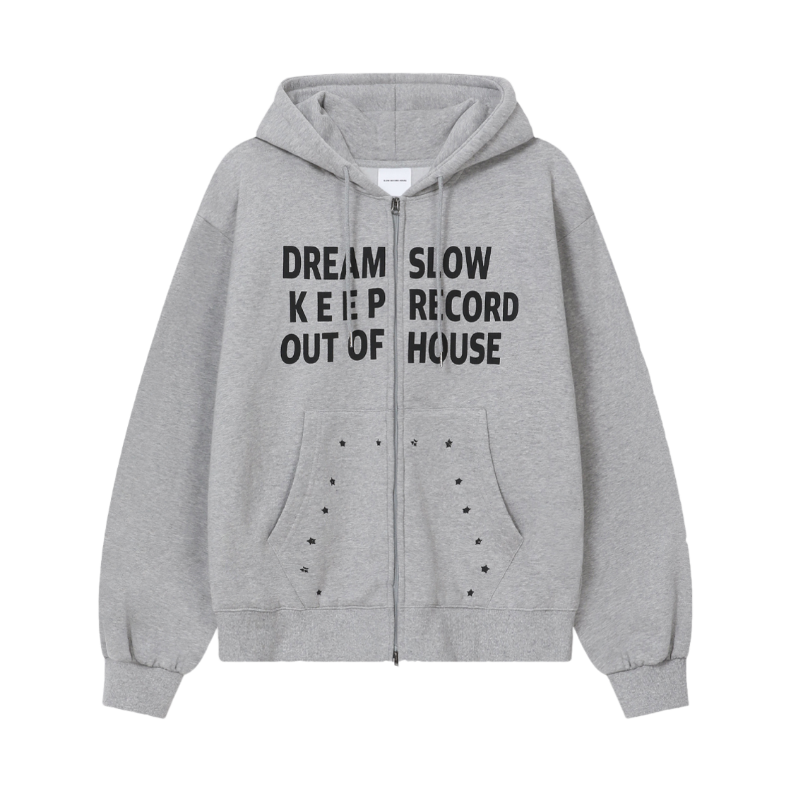 SR25FWHD02GR SLOW RECORD HOUSE Typo Star Hood Zip-Up Grey