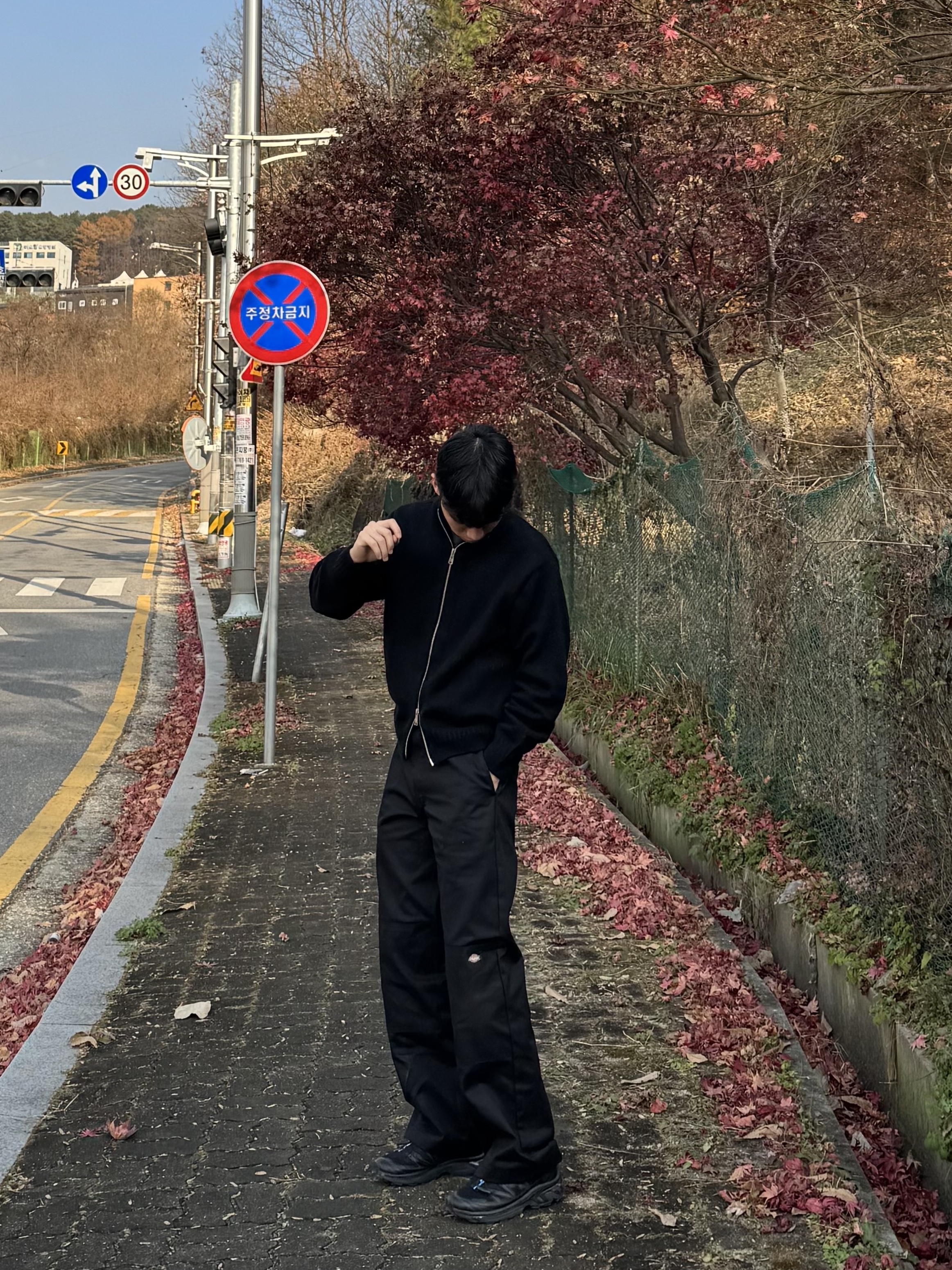Salomon XT-6 ADV Black, Dickies Loose Fit Double Knee Work Pants Black 착용 스타일