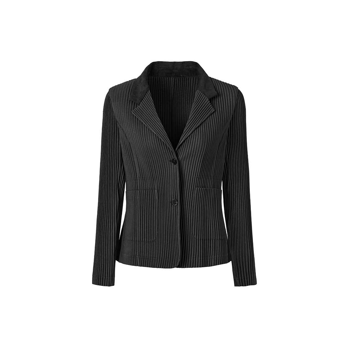 몽플리쎄 여성 코듀로이 배색 포멀 플리츠 자켓 블랙(Monplisse Women Corduroy Collar Formal Pleats Jacket (Black))