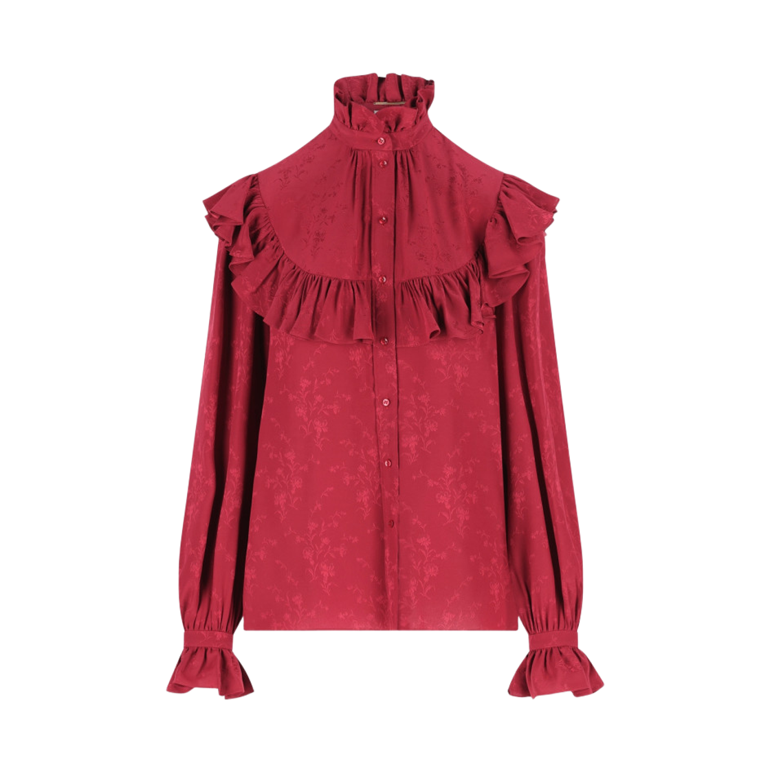 831783-Y4K35-6067 (W) Saint Laurent Silk Blouse Red