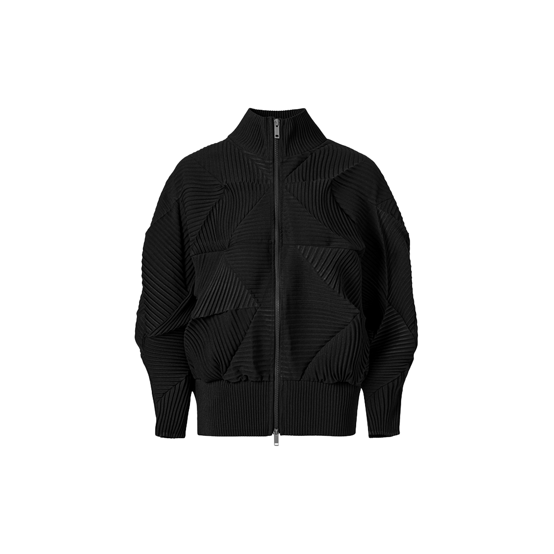 몽플리쎄 여성 헥사곤 플리츠 집업 가디건 블랙(Monplisse Women Hexagon Pleats Zip up Cardigan (Black))