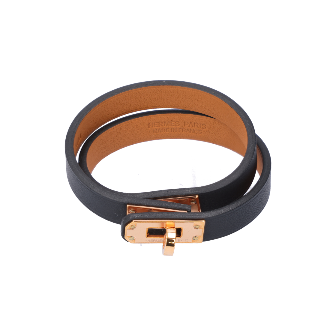 ITNF2J5JTG4F Hermès Kelly Double Tour Bracelet in Rose Gold Noir