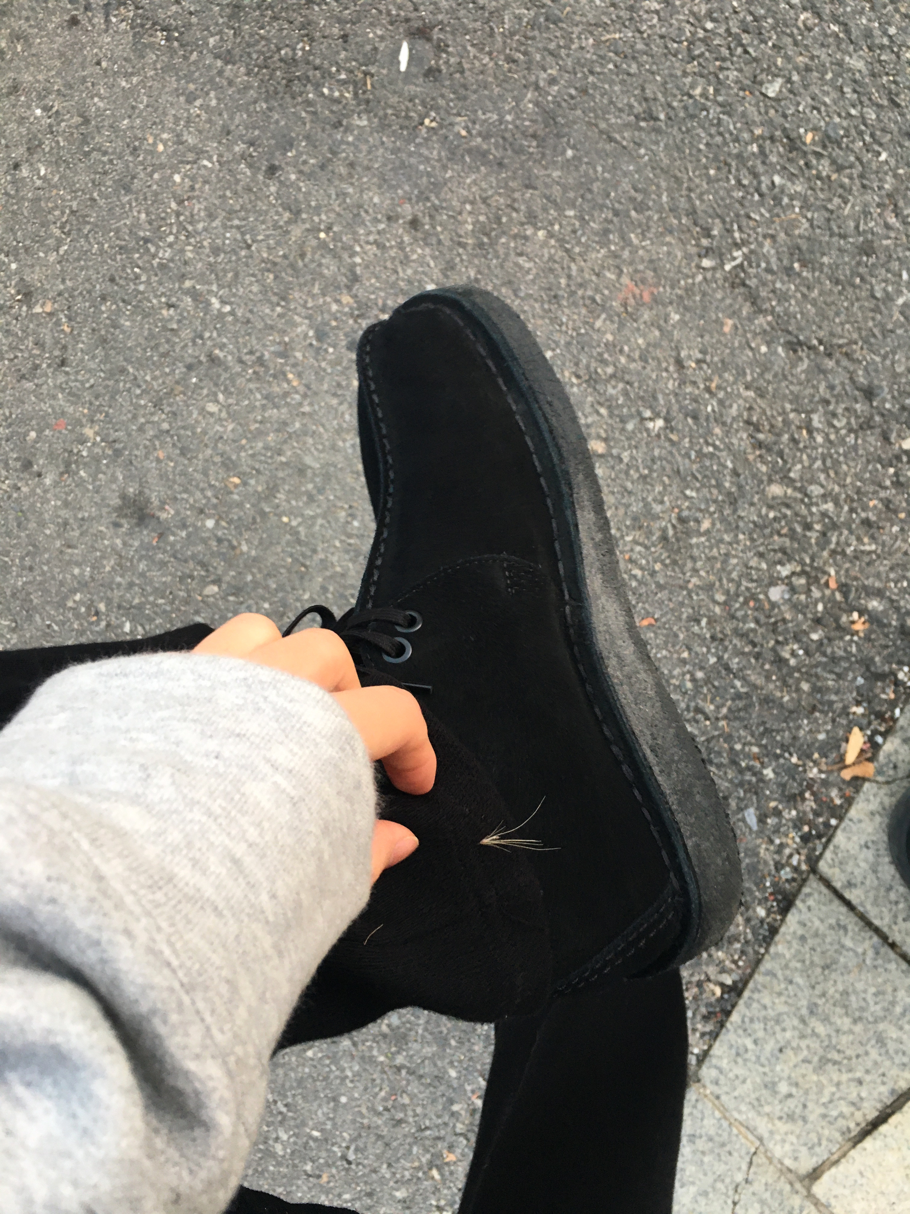 (W) Clarks Desert Trek Black Suede 착용 스타일 - 4