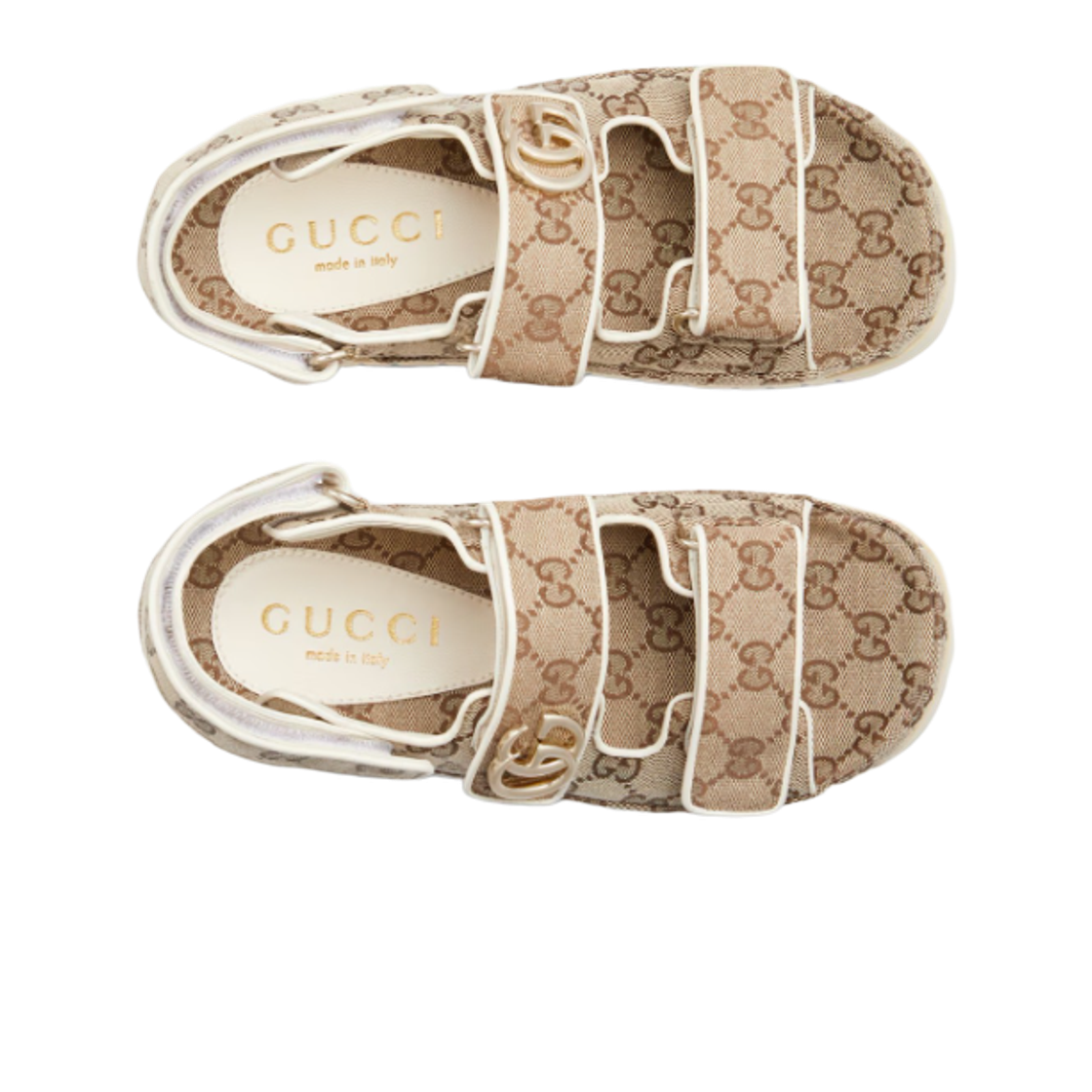 (W) 구찌 더블 G 샌들 베이지 다크 브라운((W) Gucci Double G Sandal Beige Dark Brown) - 2