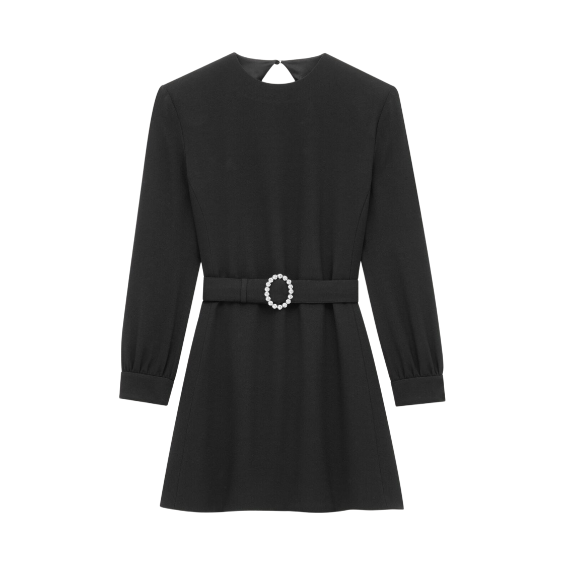 819619-Y012W-1000 (W) Saint Laurent Backless Mini Dress in Sable Black