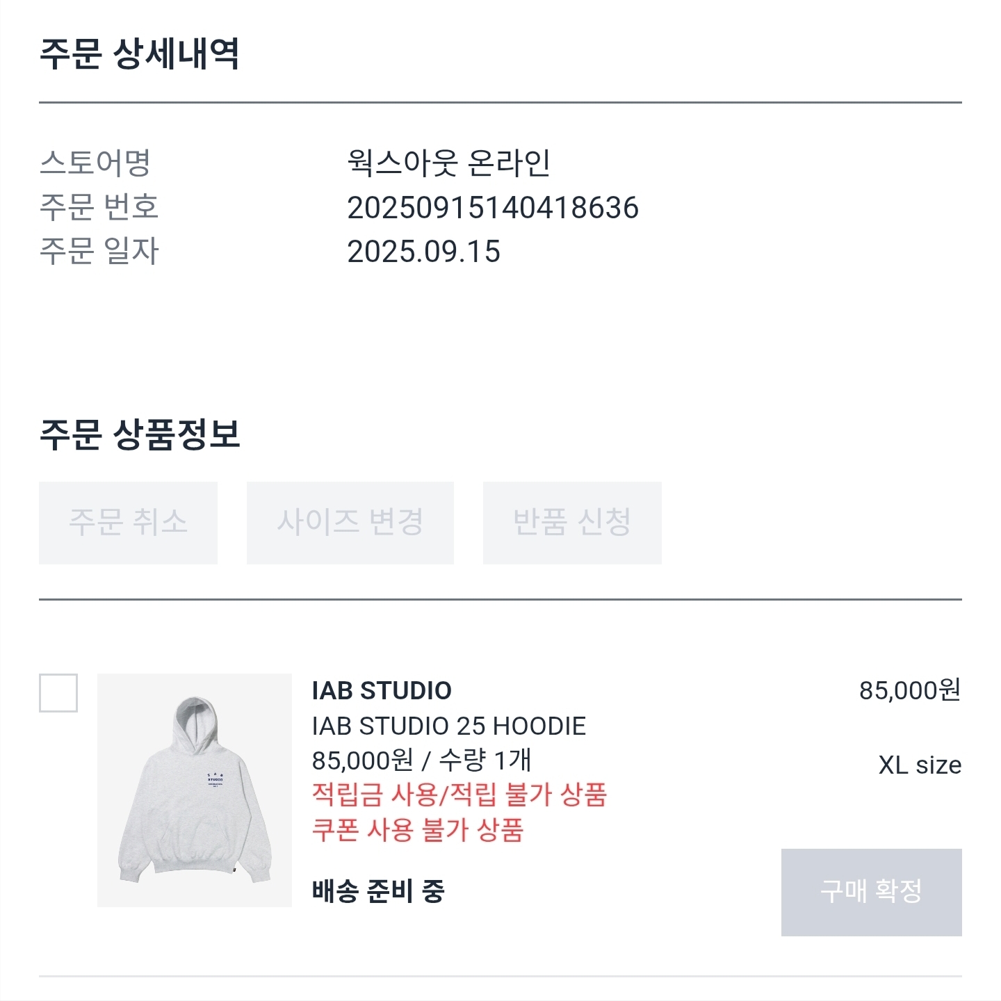 IAB Studio 25 Hoodie Light Gray Navy 착용 스타일 - 3