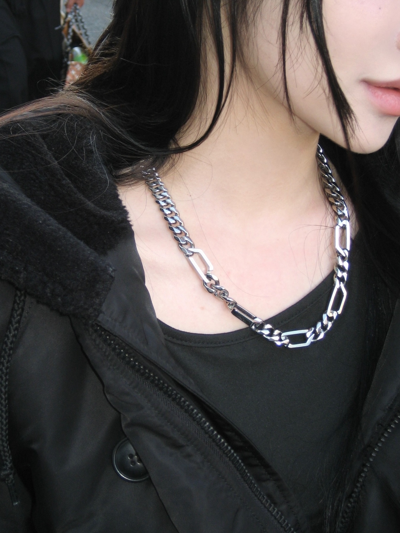 Diesel Dx1626040 Stainless Steel Chain Necklace Silver 착용 스타일