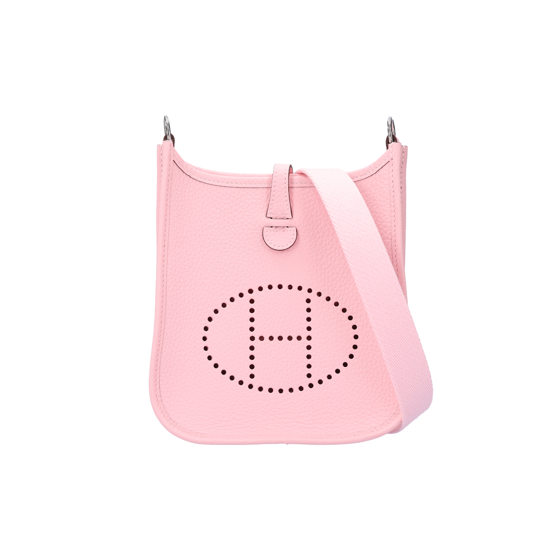 IT95DVPER4SW Hermes Evelyne 16 Clemence Bag in Sakura Pink with Silver Hardware