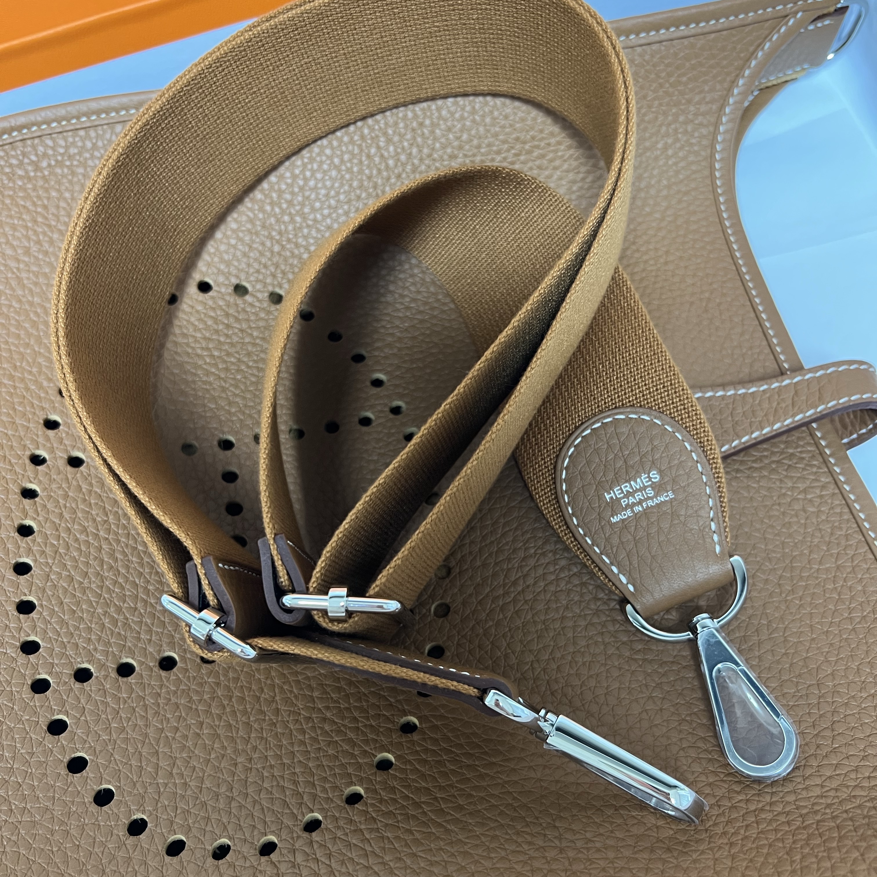 Hermes Evelyne III 29 Bag Clemence & Palladium Gold 착용 스타일 - 2