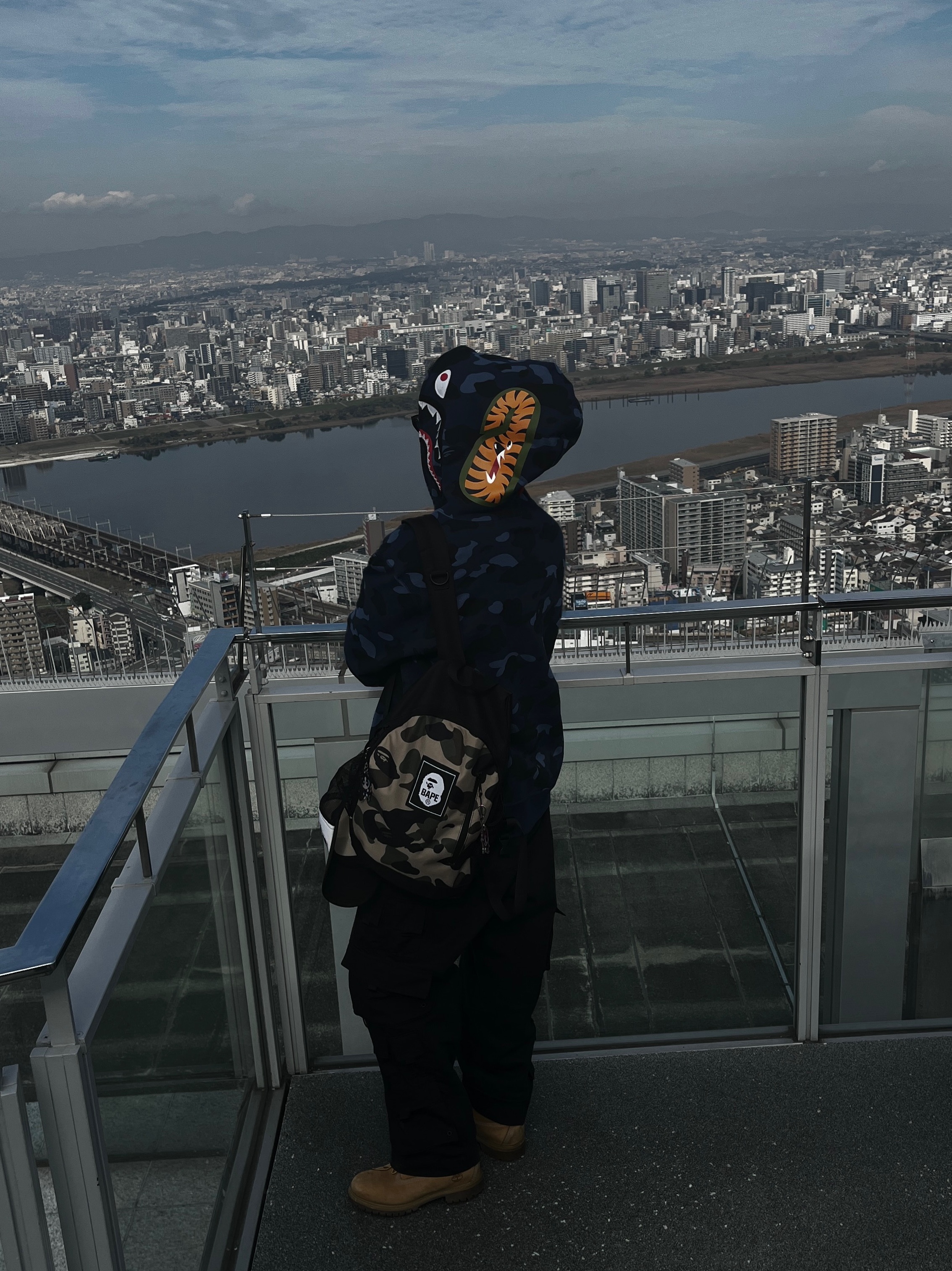 BAPE Color Camo Shark Full Zip Hoodie Navy, Hansroom Chrome Hearts Tiny CH cross Charm 착용 스타일 - 3