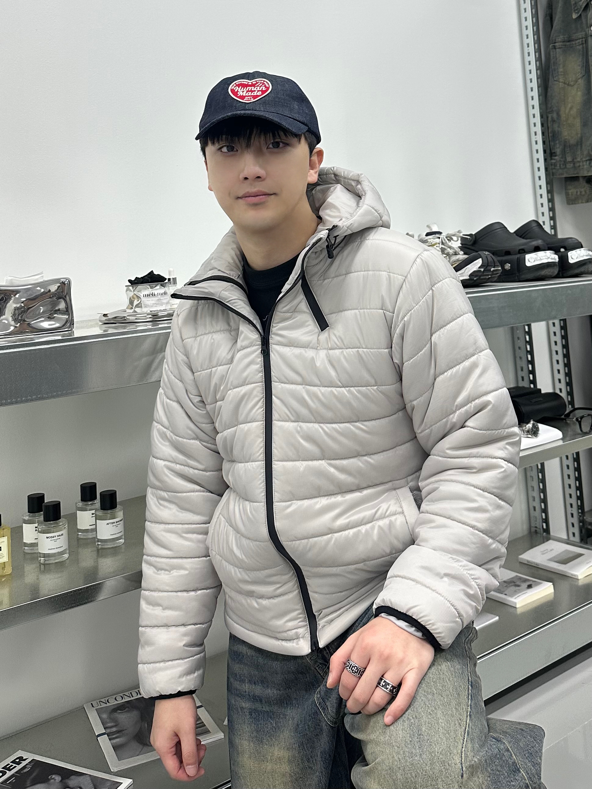 Human Made 6 Panel Denim Cap Indigo 착용 스타일 - 2