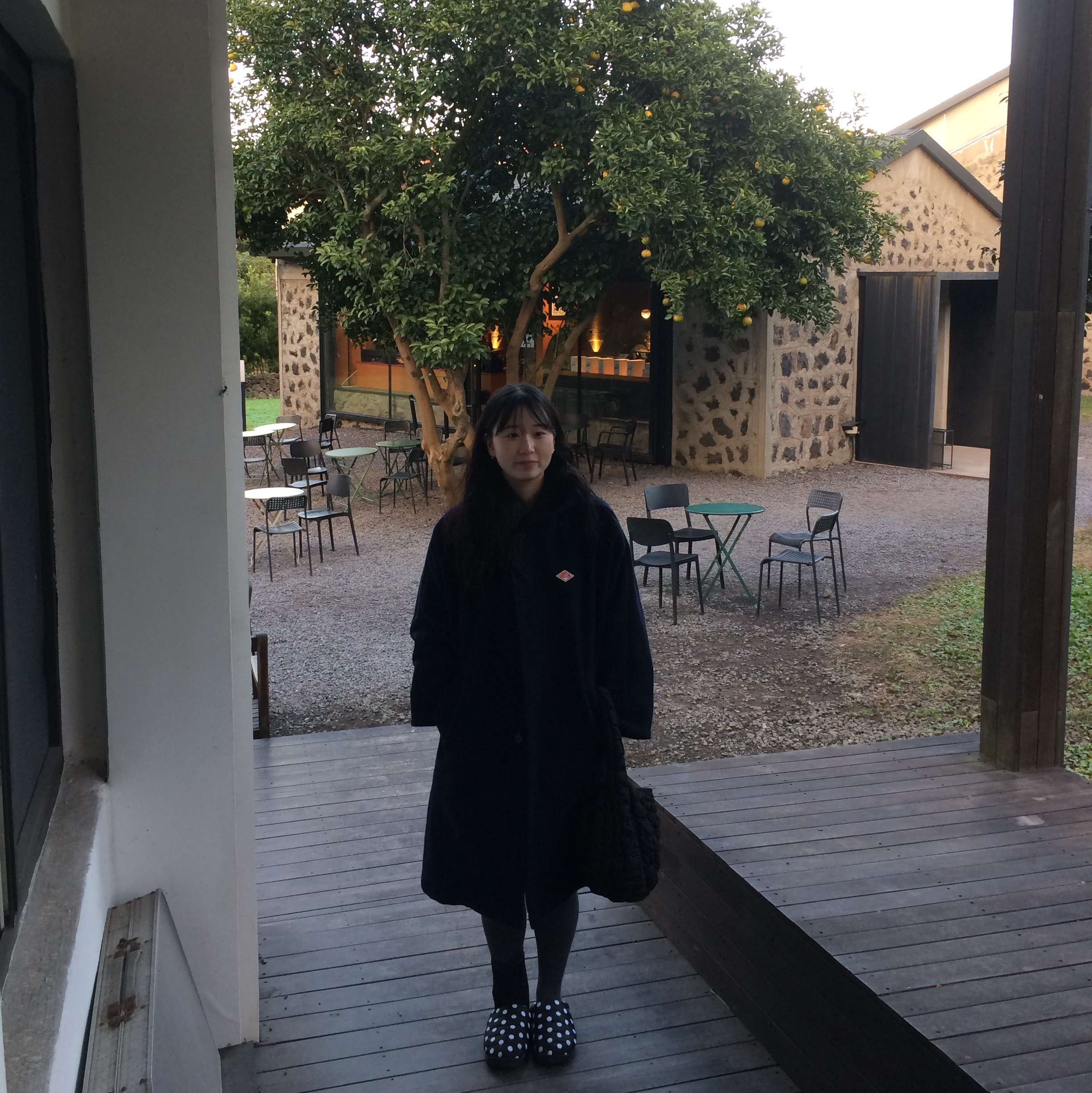 (W) Danton Fleece Collarless Jacket Charcoal Grey, Subu Permanent F-Line Dots 착용 스타일 - 2